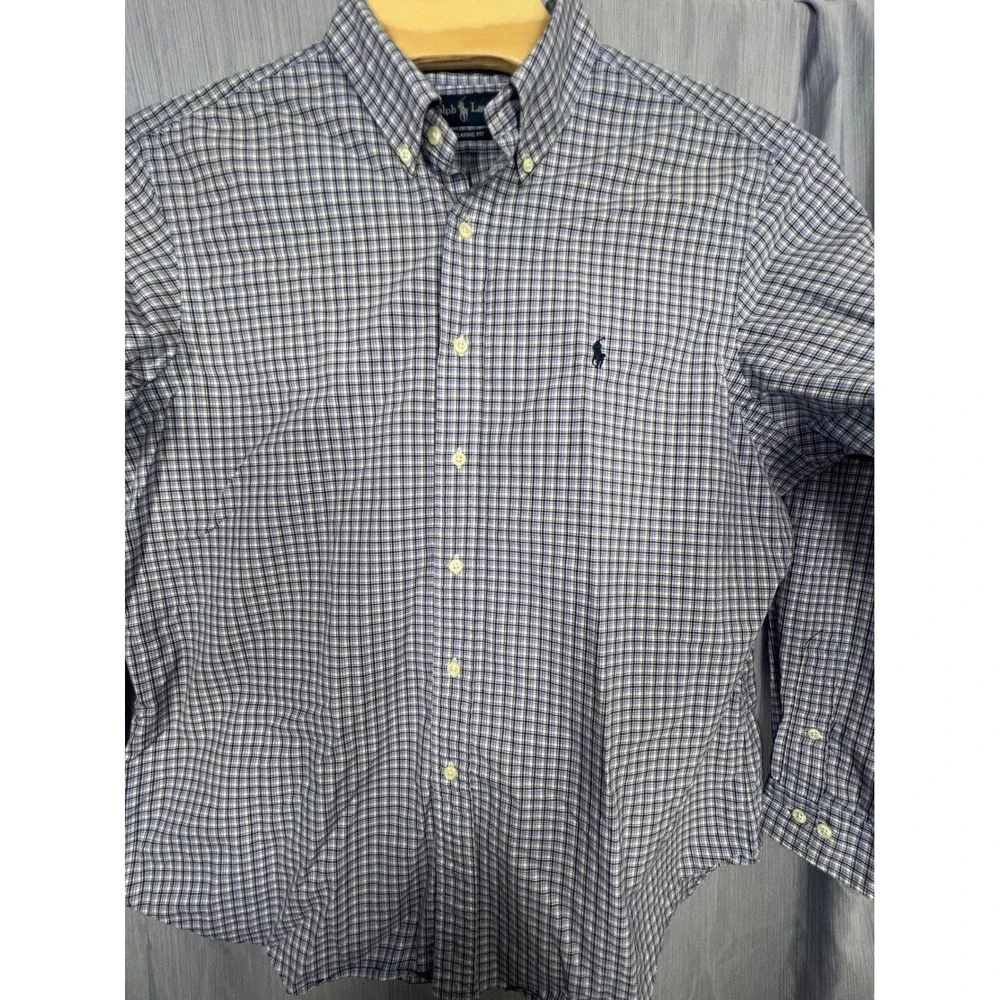 Polo Ralph Lauren Mens XL Classic Fit Blue Plaid‎ Button Down Shirt 17.5 XL
